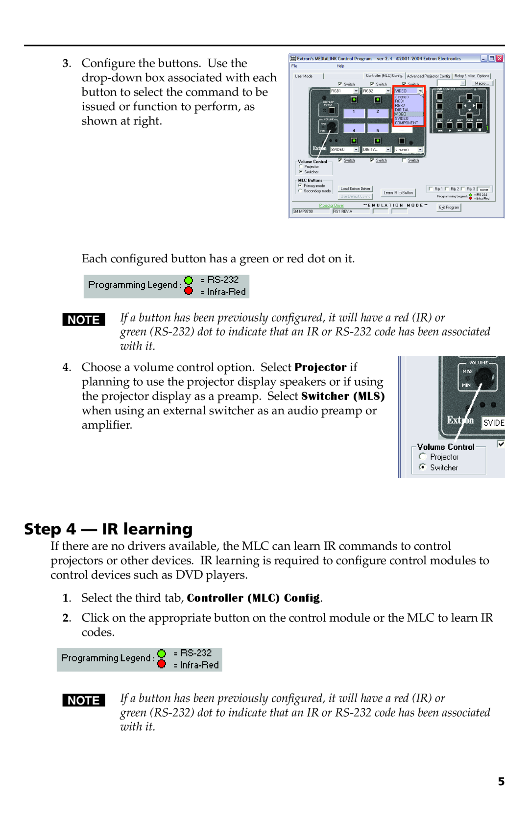 Extron electronic MLC 206 setup guide IR learning 