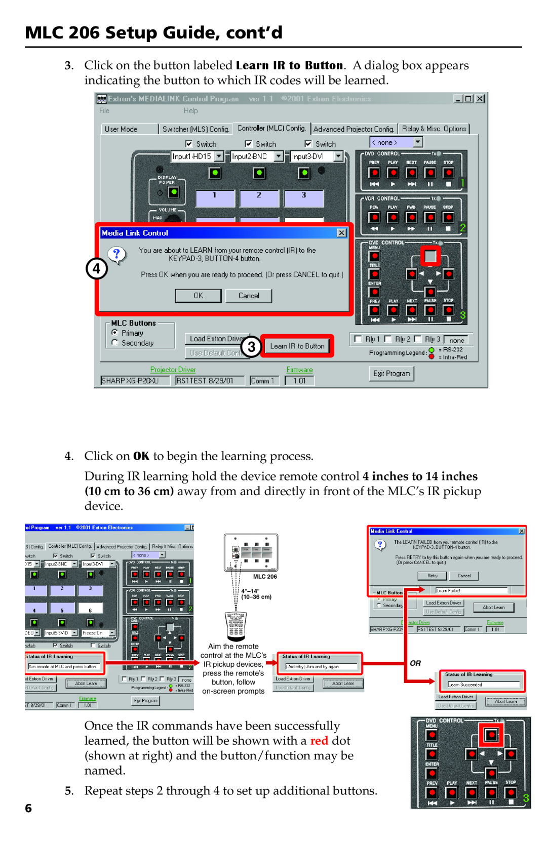 Extron electronic setup guide MLC 206 Setup Guide, cont’d 