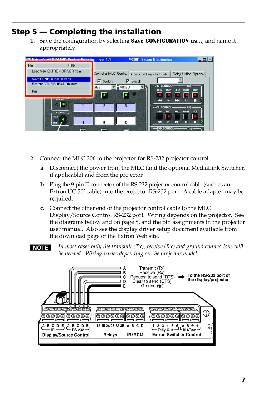 Extron electronic MLC 206 setup guide Completing the installation, Display/Source Control, Relays, Ir/Rcm 
