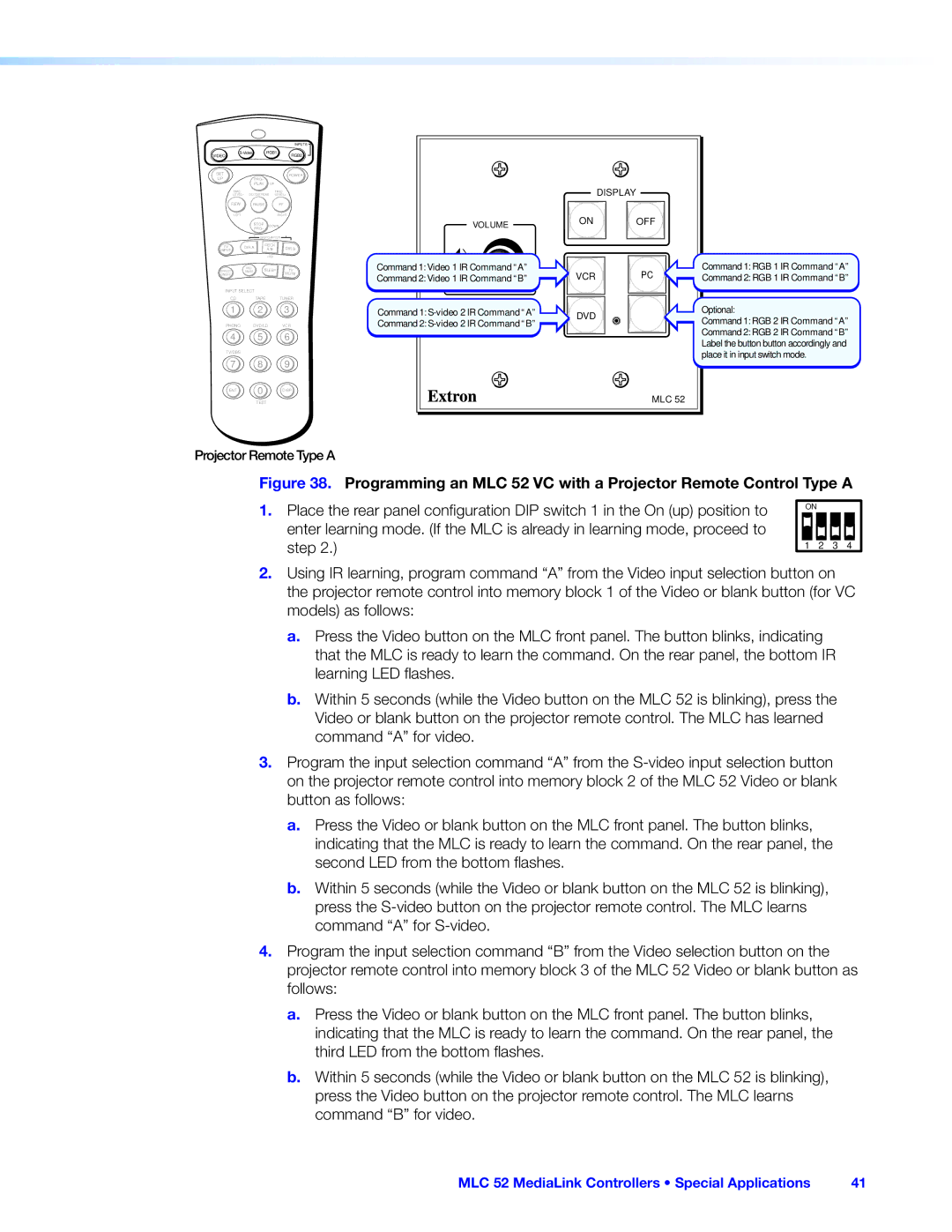 Extron electronic MLC 52 manual Projector Remote Type a 