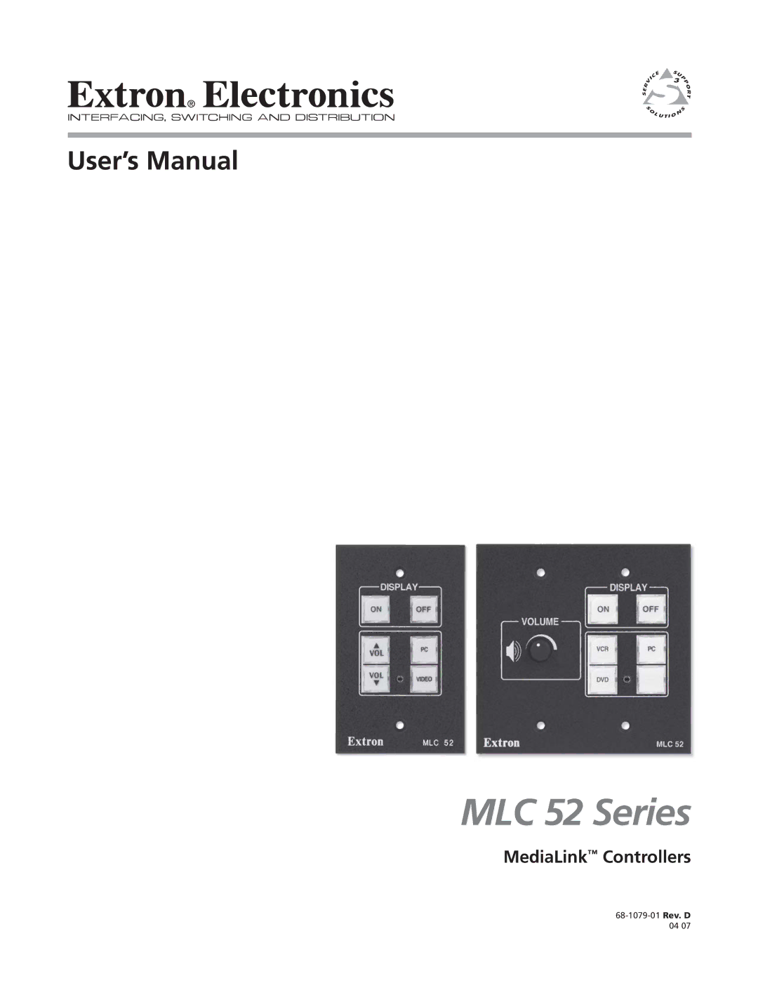 Extron electronic manual MLC 52 Series, MediaLink Controllers 