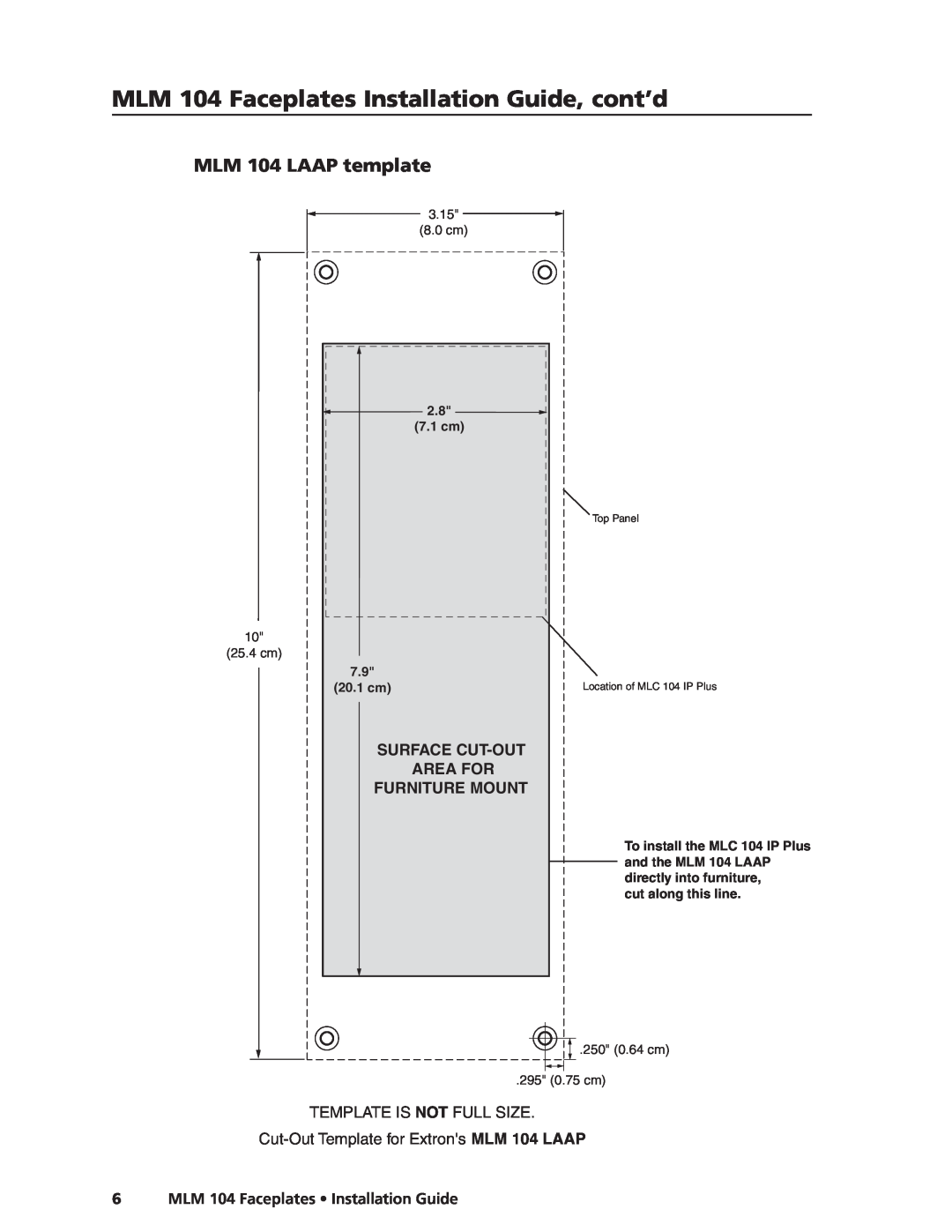 Extron electronic MLM 104 2GWP MLM 104 LAAP template, Surface Cut-Out Area For Furniture Mount, 3.15 8.0 cm, 2.8 7.1 cm 