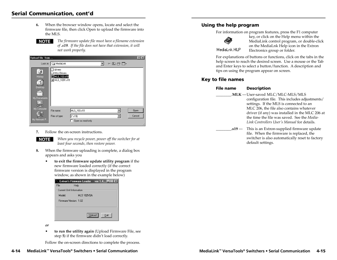 Extron electronic MLS 103 SV, MLS 103 V, MLS 102 VGA, MLS 100 A user manual Using the help program, Key to file names 