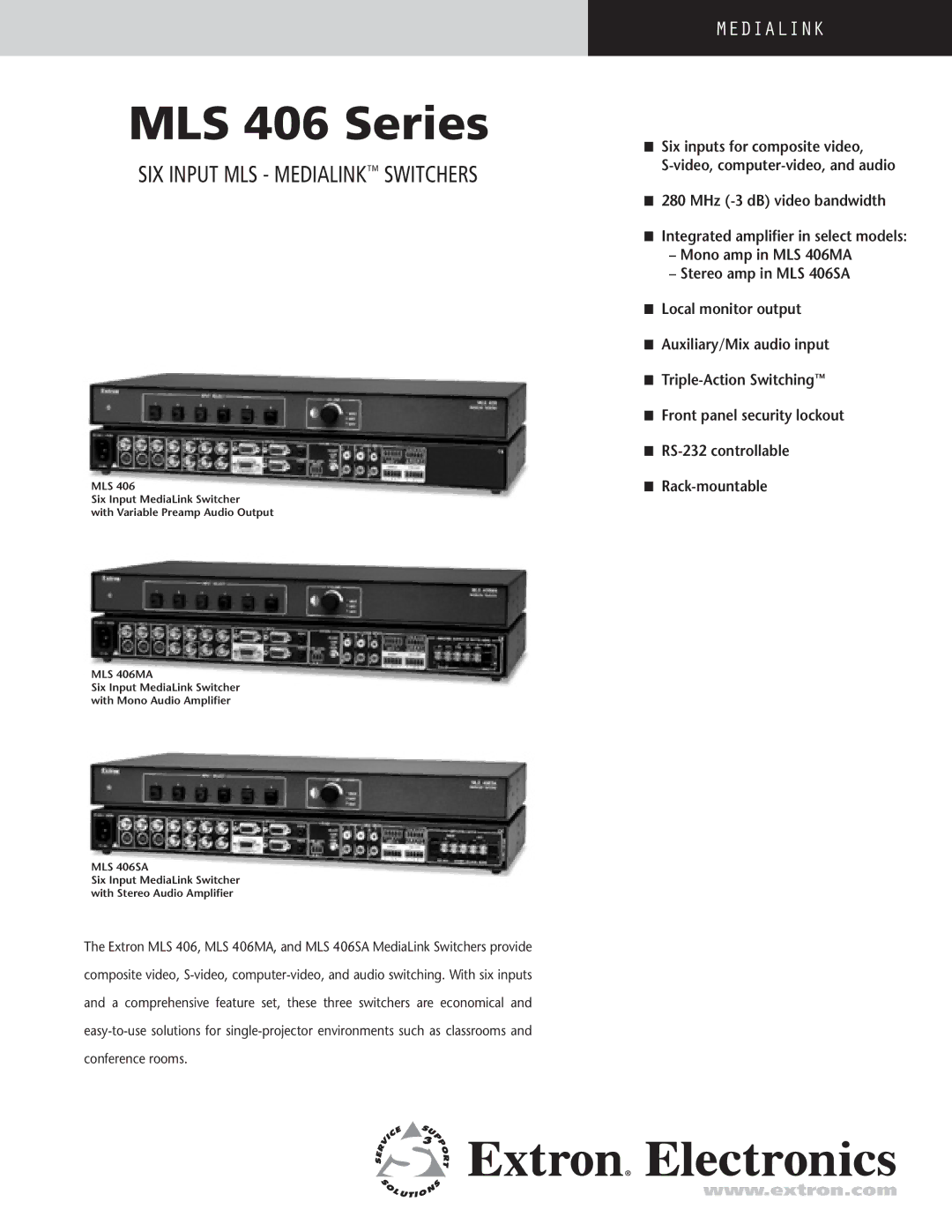 Extron electronic MLS 406 Series manual 