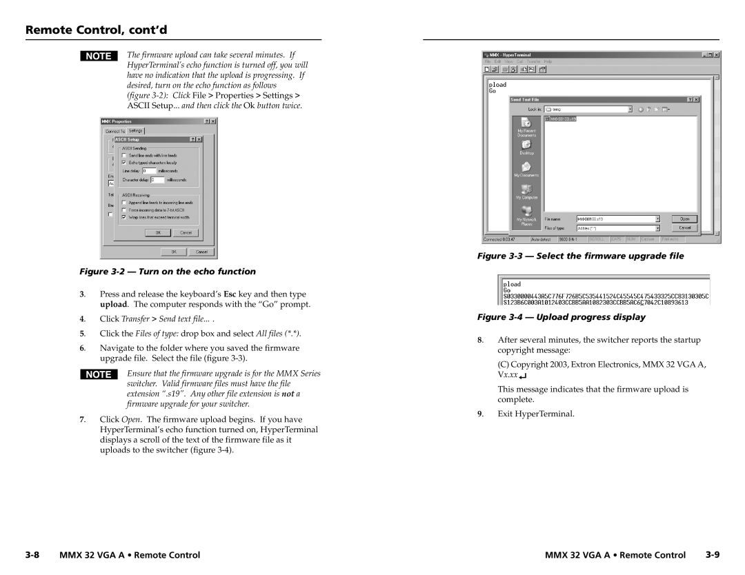 Extron electronic MMX 32 VGA A user manual Turn on the echo function 