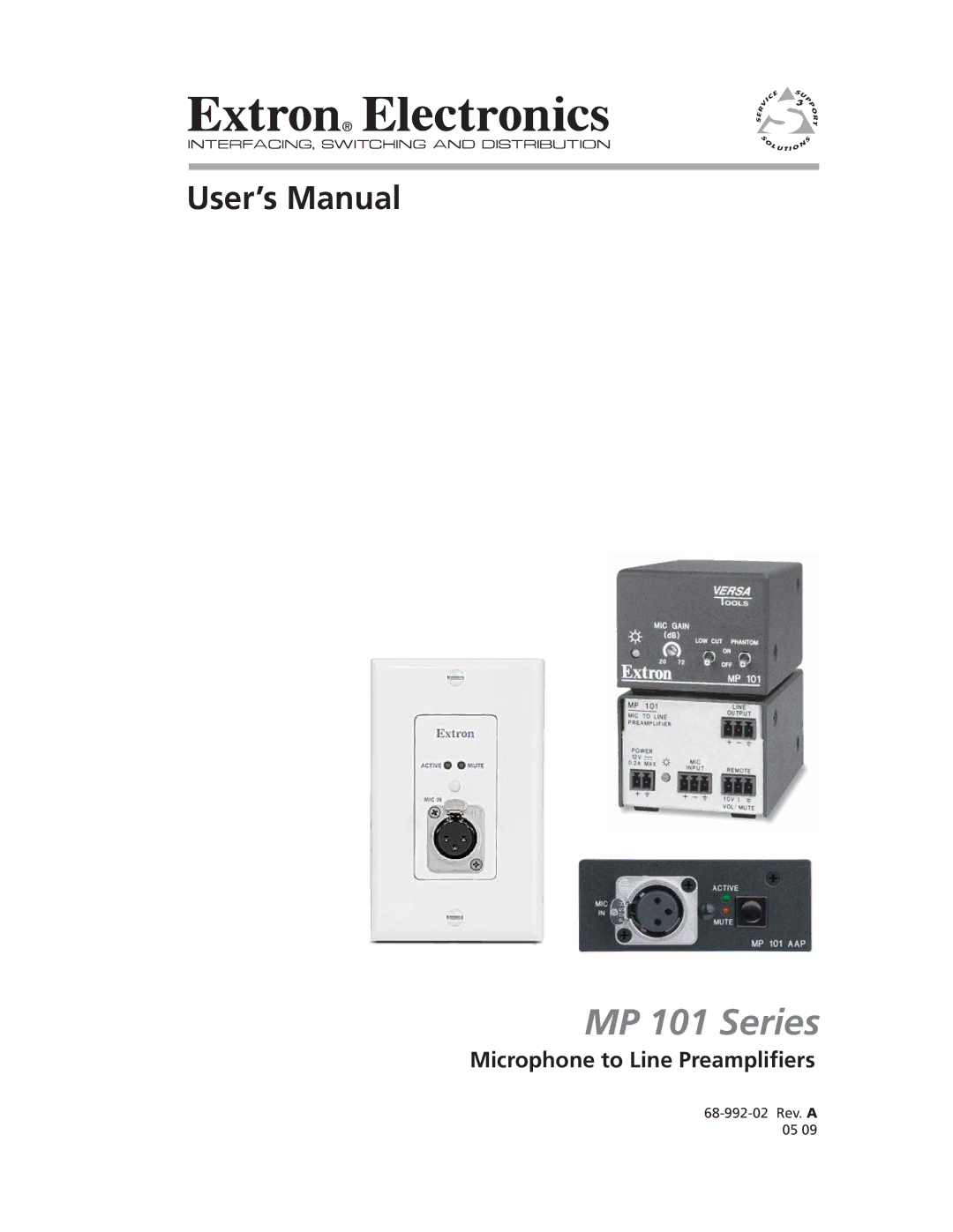 Extron electronic user manual MP 101 Series, Microphone to Line Preampliﬁers 