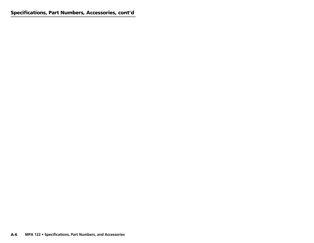 Extron electronic MPA 122 user manual Specifications, Part Numbers, Accessories, cont’d 