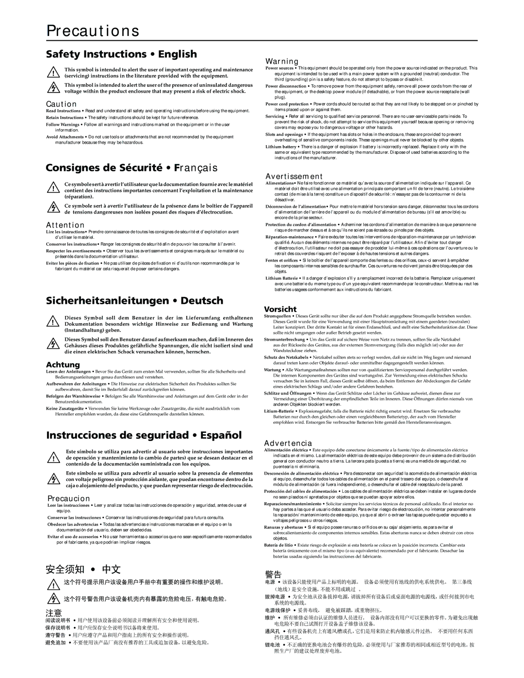 Extron electronic MPA 401-70V manual Precautions 