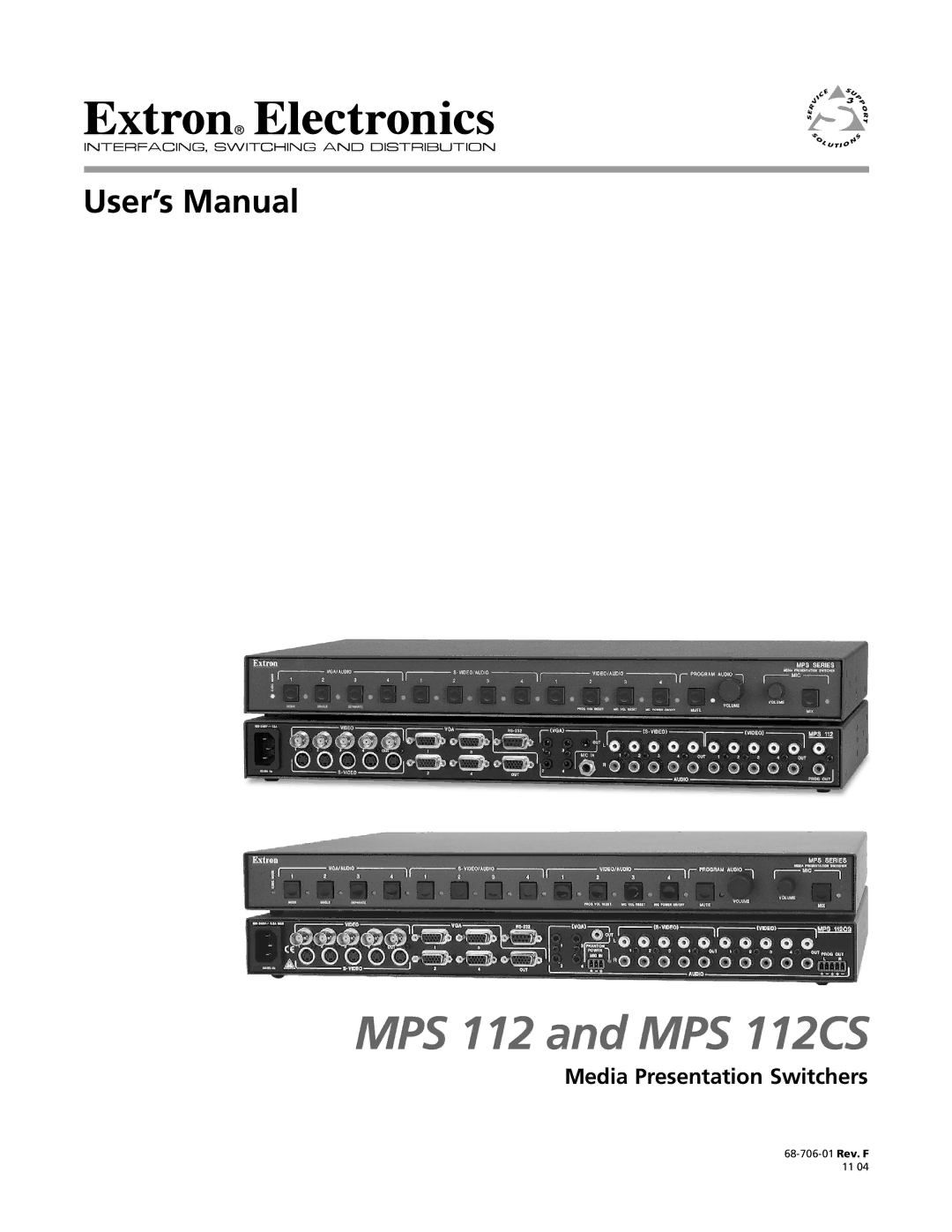 Extron electronic manual MPS 112 and MPS 112CS, Media Presentation Switchers 