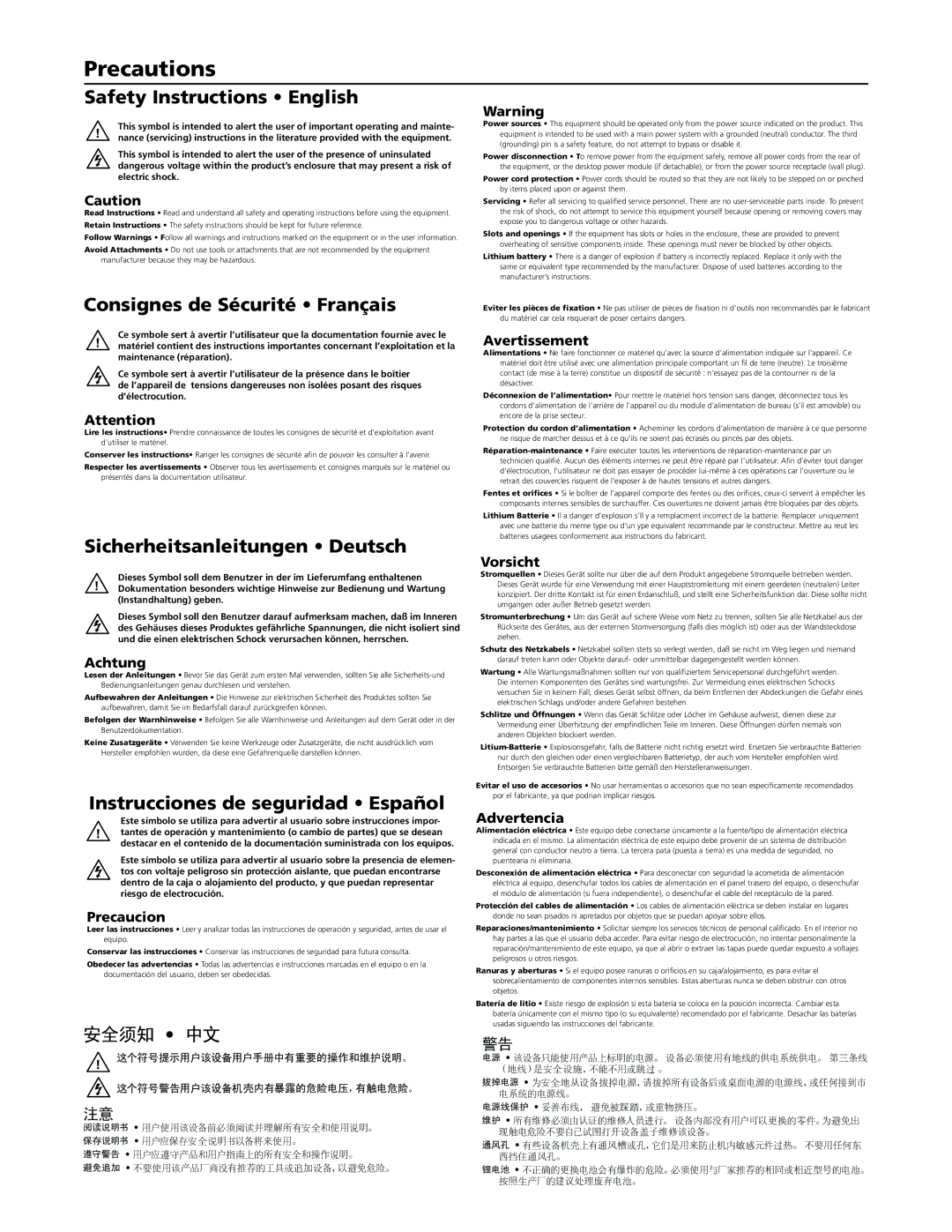 Extron electronic MPS 409 manual Precautions 