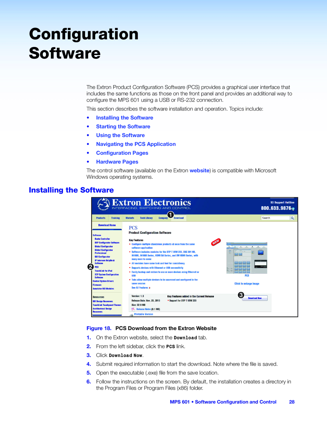 Extron electronic MPS 601 manual Configuration Software, Installing the Software 