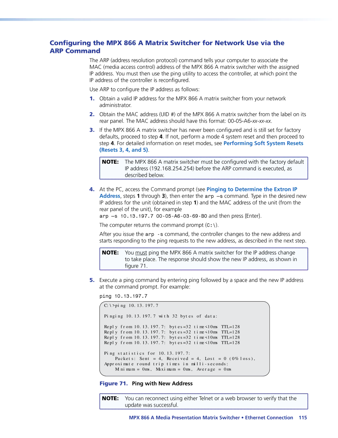 Extron electronic MPX 866 A manual Computer returns the command prompt C, Update was successful 