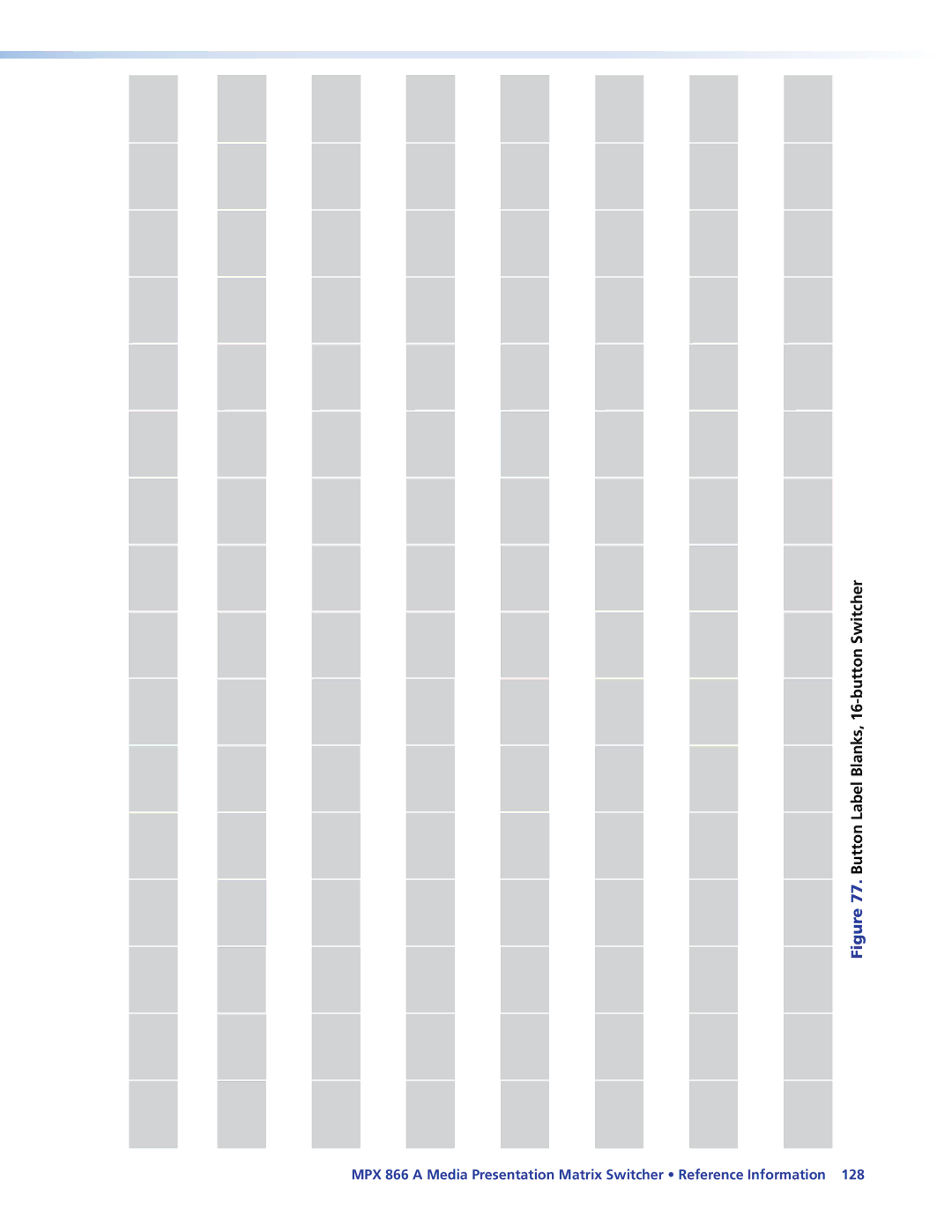 Extron electronic MPX 866 A manual Button Label Blanks, 16-button Switcher 