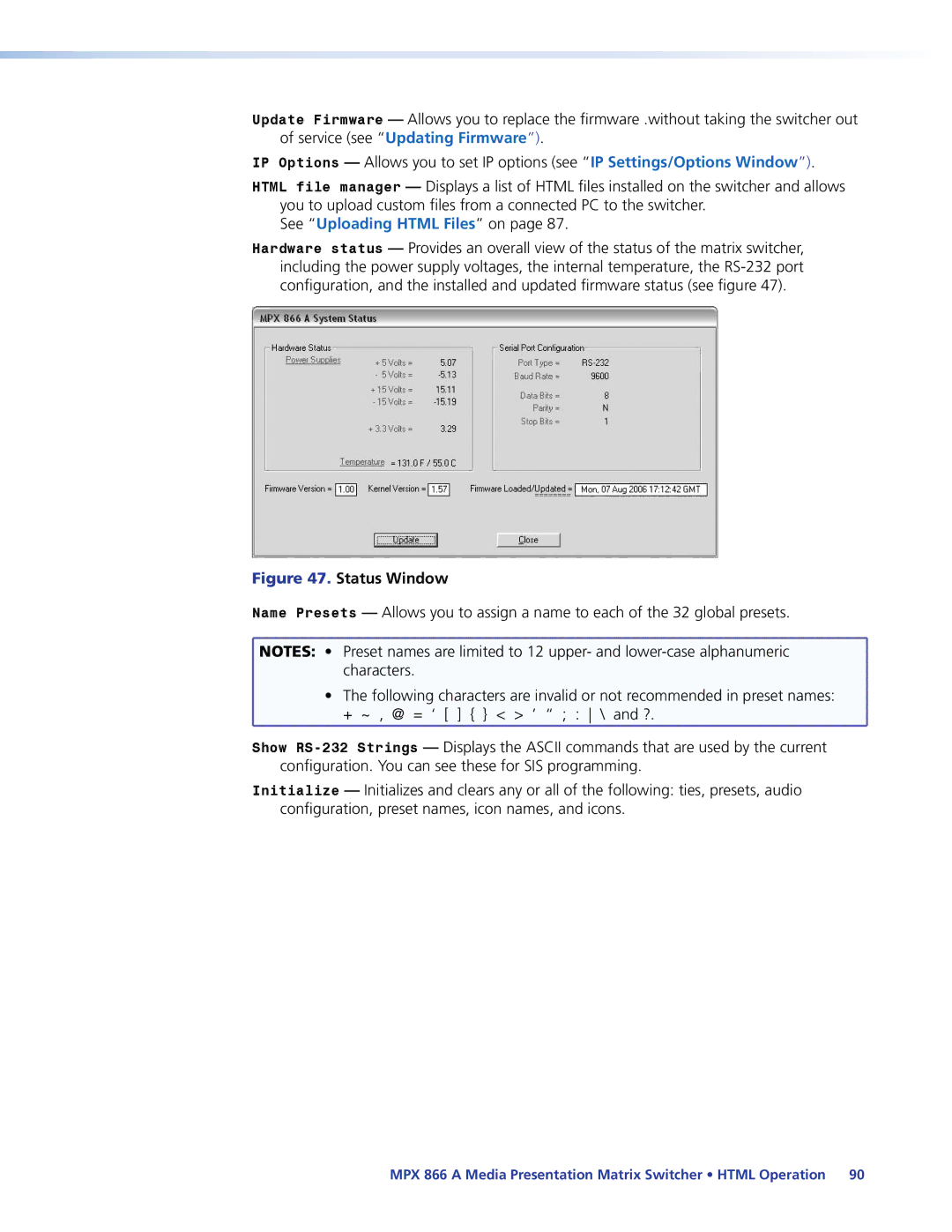 Extron electronic MPX 866 A manual See Uploading Html Files on 