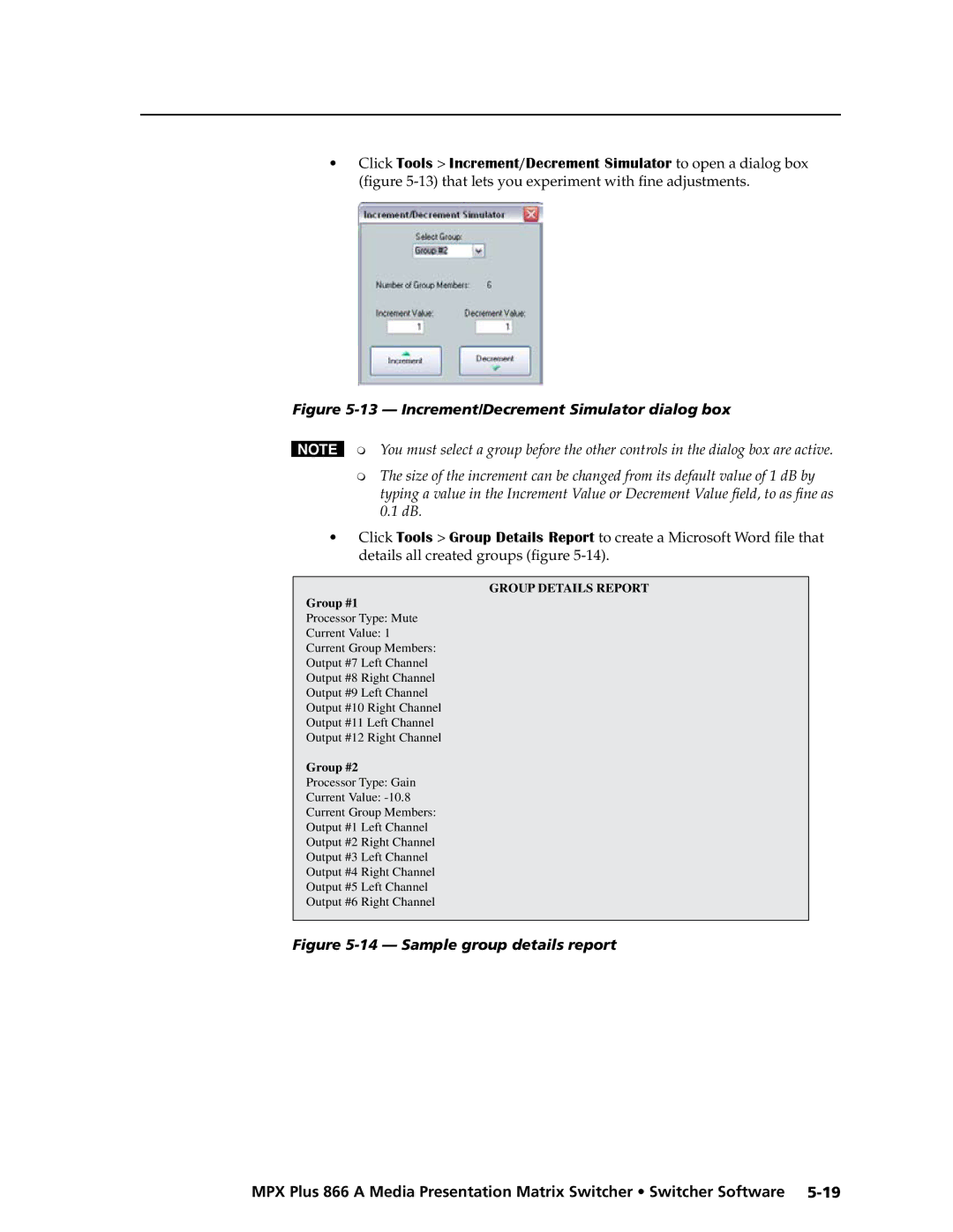 Extron electronic MPX Plus 866 A manual Increment/Decrement Simulator dialog box 