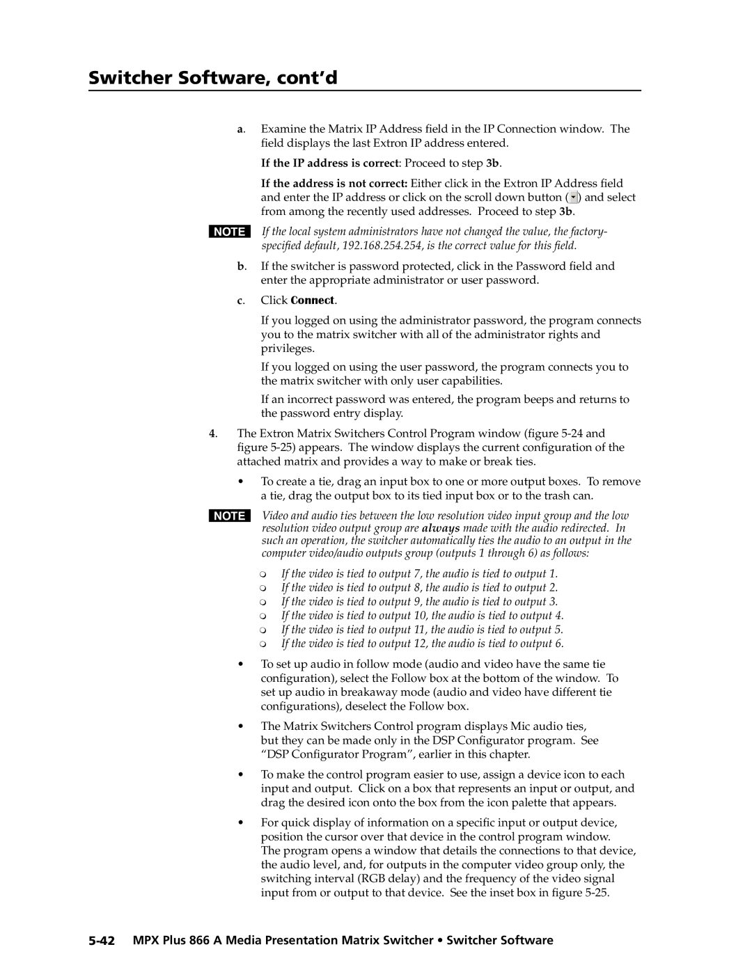 Extron electronic MPX Plus 866 A manual If the IP address is correct Proceed to b 