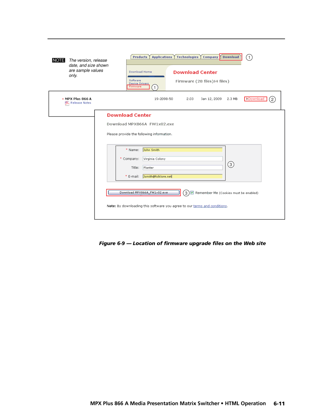 Extron electronic MPX Plus 866 A manual Location of firmware upgrade files on the Web site 