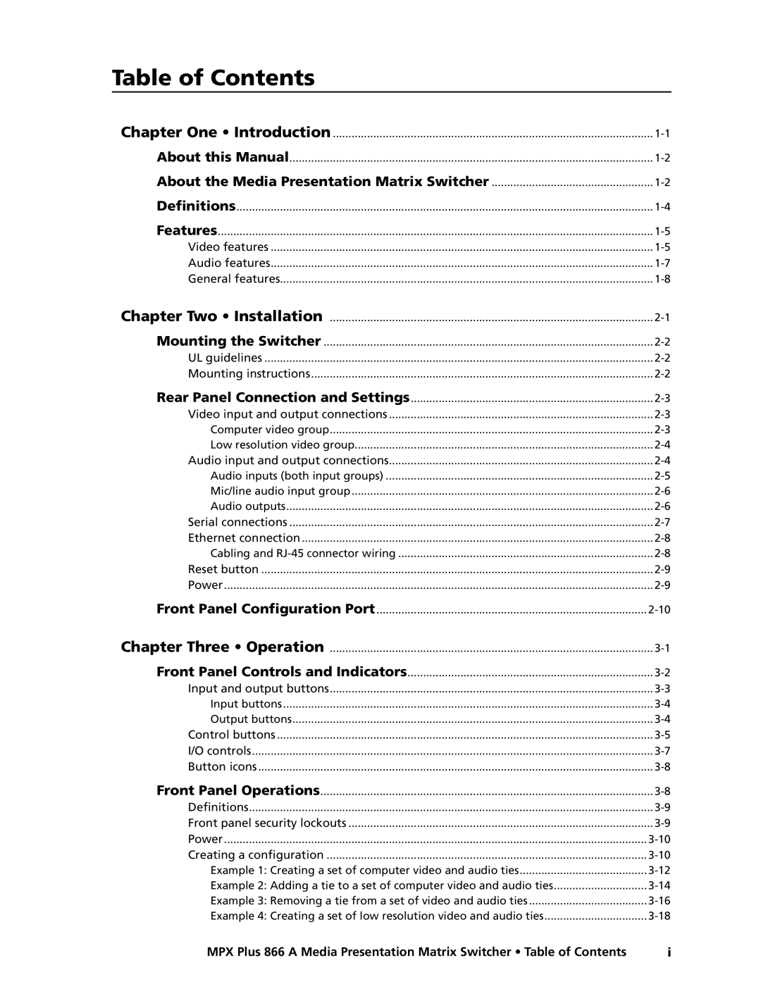 Extron electronic MPX Plus 866 A manual Preliminary 