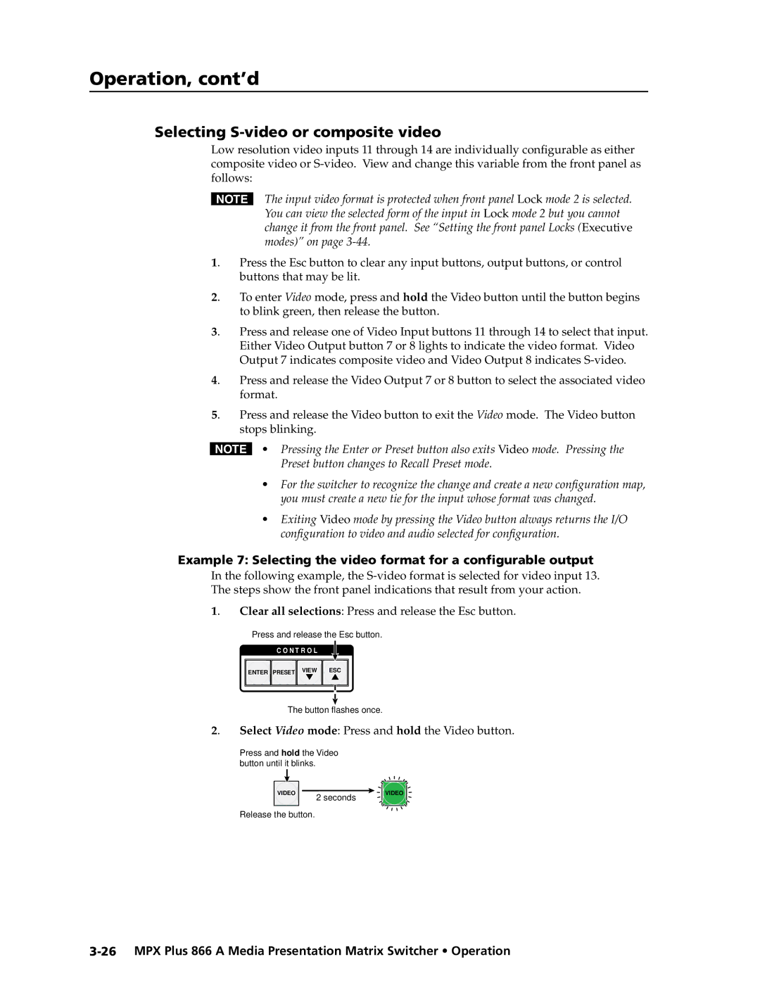 Extron electronic MPX Plus 866 A manual Selecting S-video or composite video, Format 