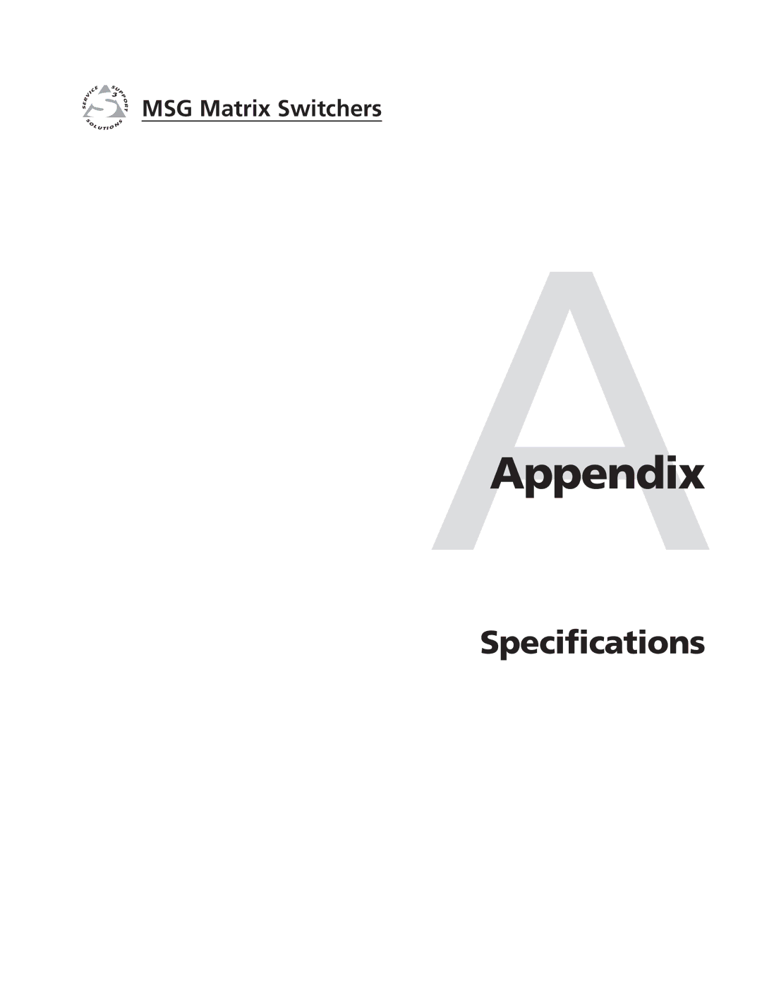 Extron electronic MSG0804, MSG0808 manual AAppendix, Specifications 