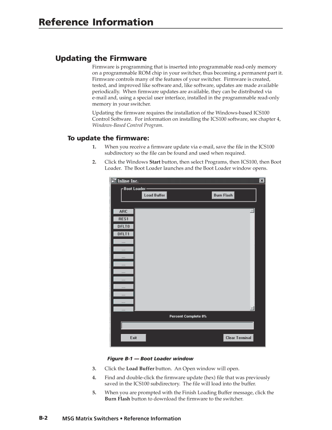 Extron electronic MSG0808, MSG0804 manual Reference Information, Updating the Firmware, To update the firmware 