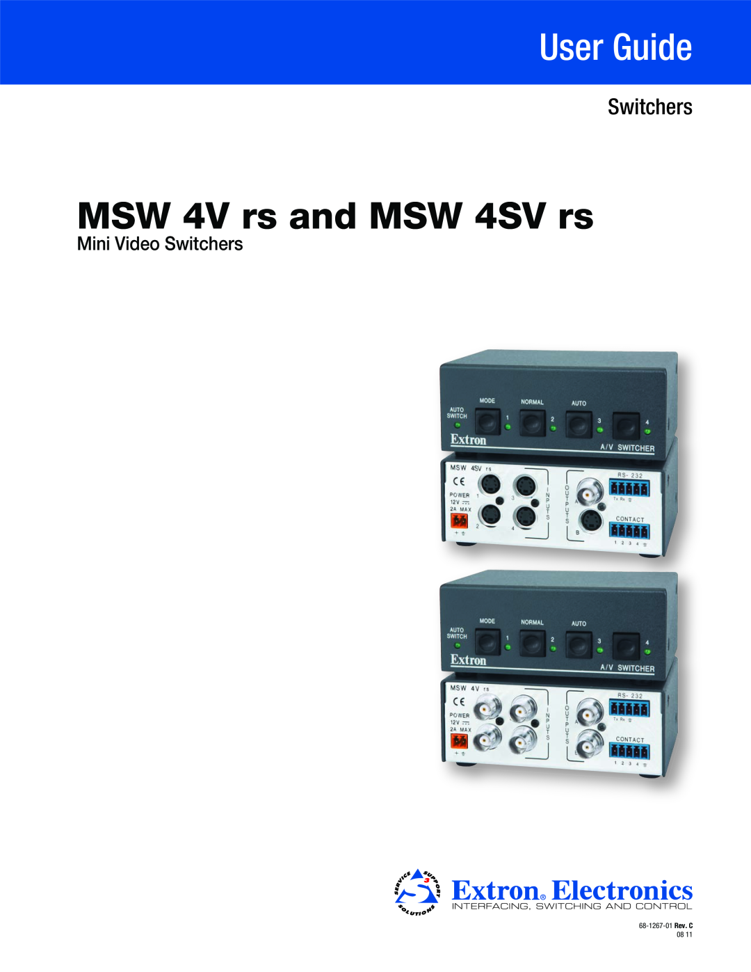 Extron electronic MSW 4SV RS manual MSW 4V rs and MSW 4SV rs, User Guide, Mini Video Switchers, 68-1267-01 Rev. C 
