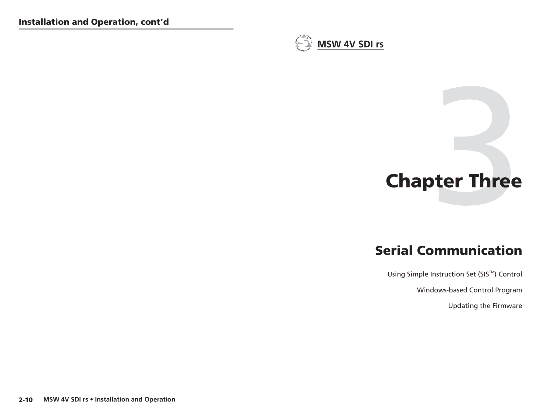 Extron electronic MSW 4V SDI rs user manual Three 