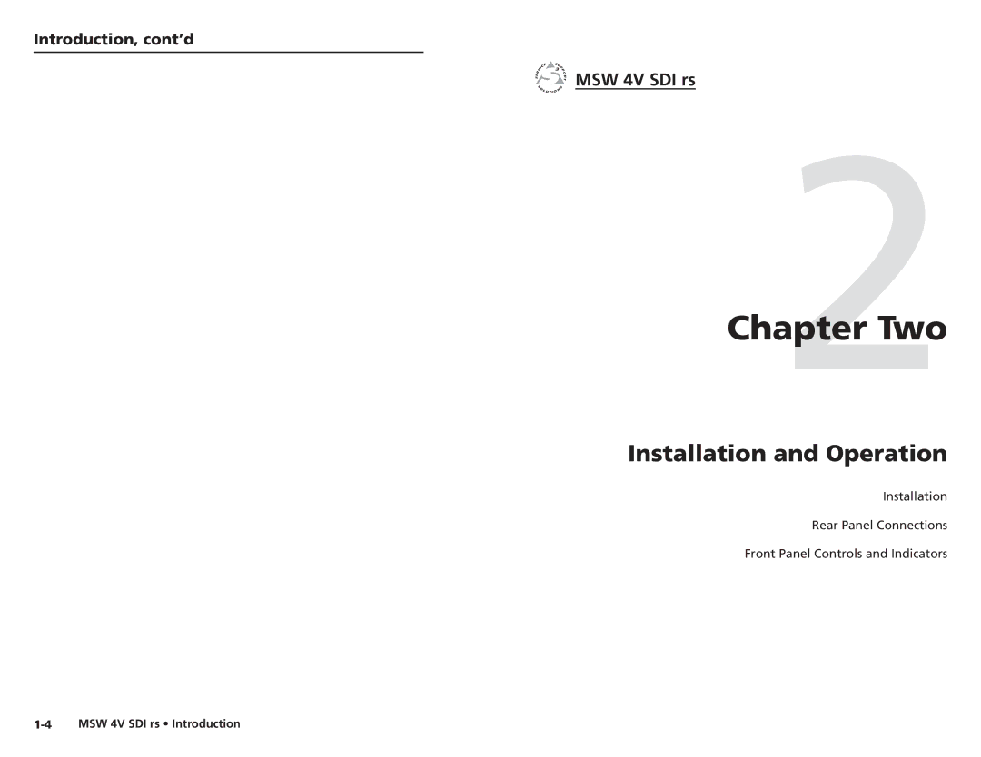 Extron electronic MSW 4V SDI rs user manual Introduction, cont’d 