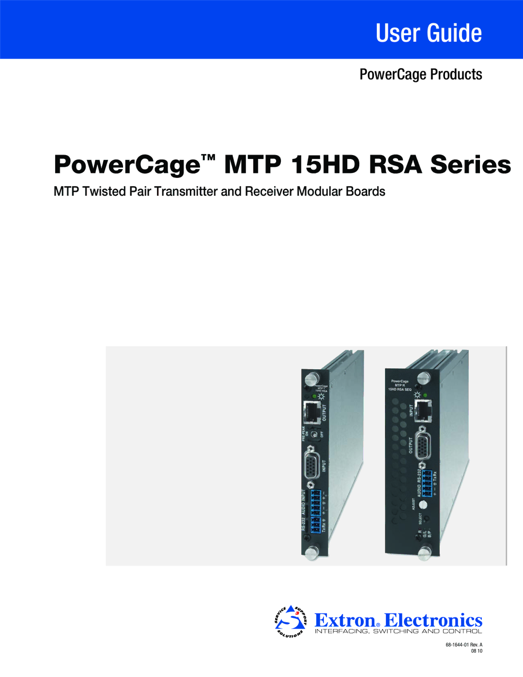 Extron electronic manual PowerCage MTP 15HD RSA Series, MTP Twisted Pair Transmitter and Receiver Modular Boards 