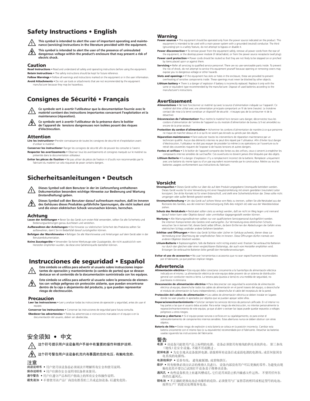 Extron electronic MTP 15HD RSA manual Safety Instructions English 