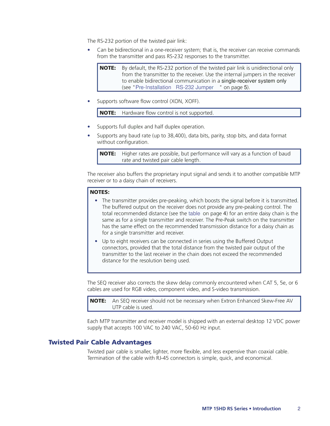 Extron electronic MTP 15HD manual Twisted Pair Cable Advantages 