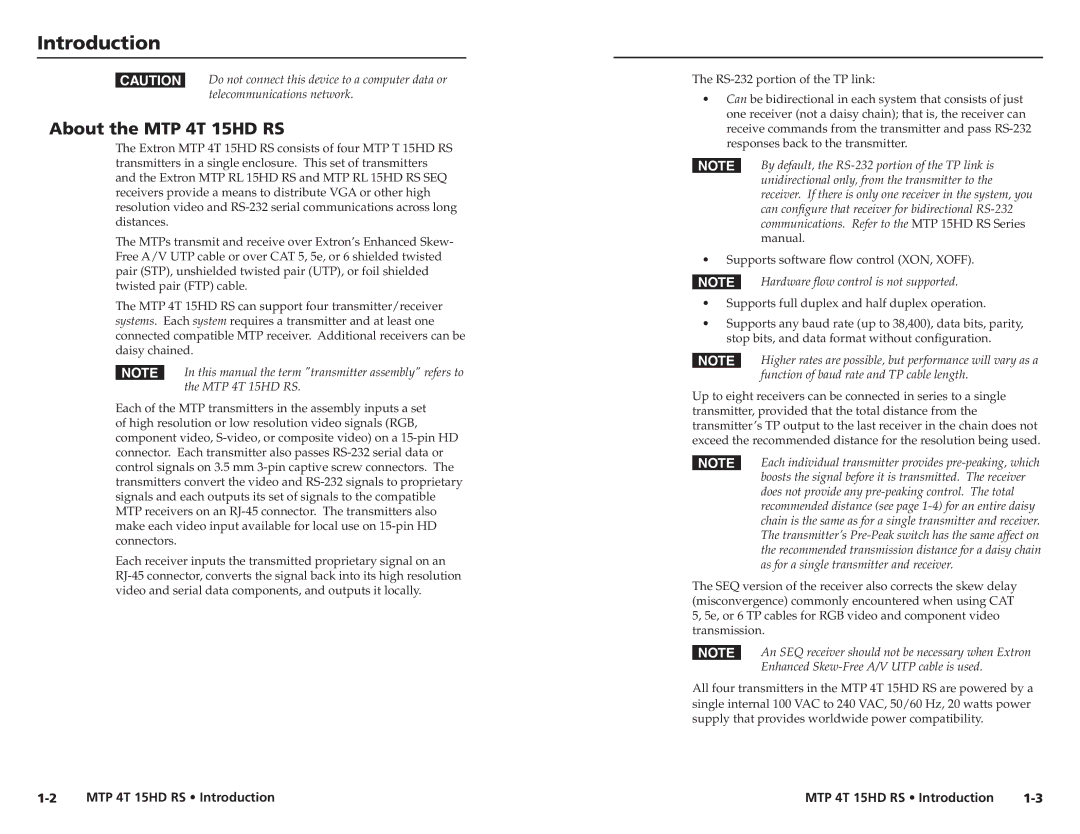 Extron electronic user manual Introduction, About the MTP 4T 15HD RS 