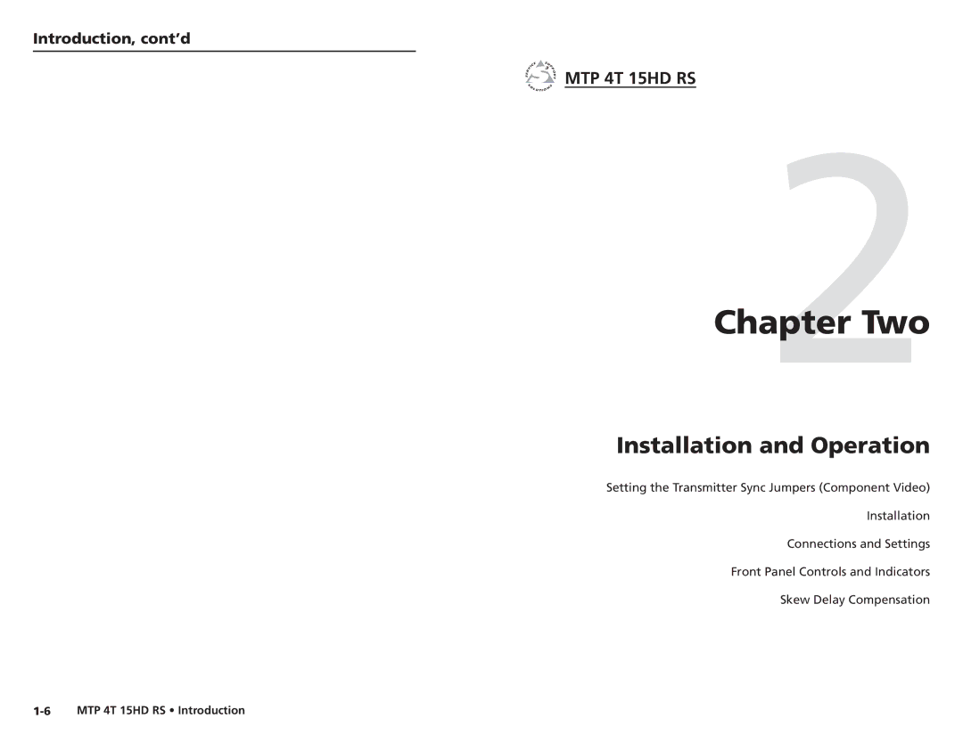 Extron electronic MTP 4T 15HD RS user manual Two, Introduction, cont’d 