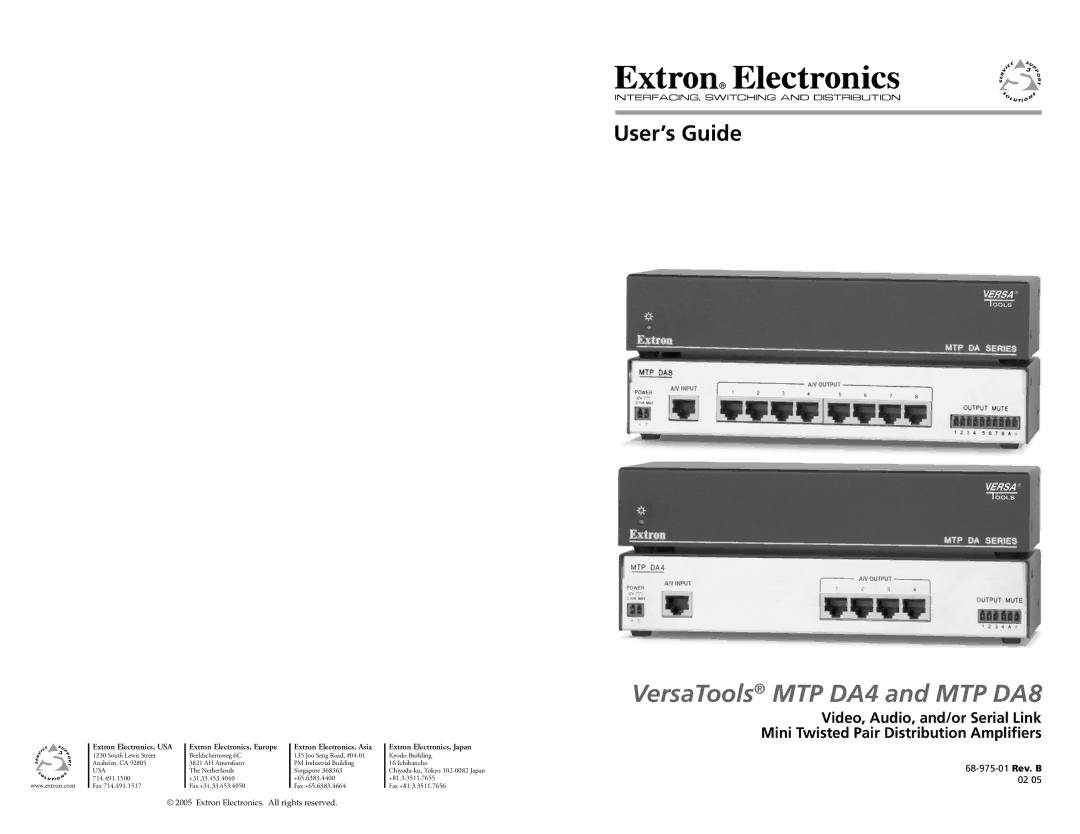 Extron electronic manual VersaTools MTP DA4 and MTP DA8 