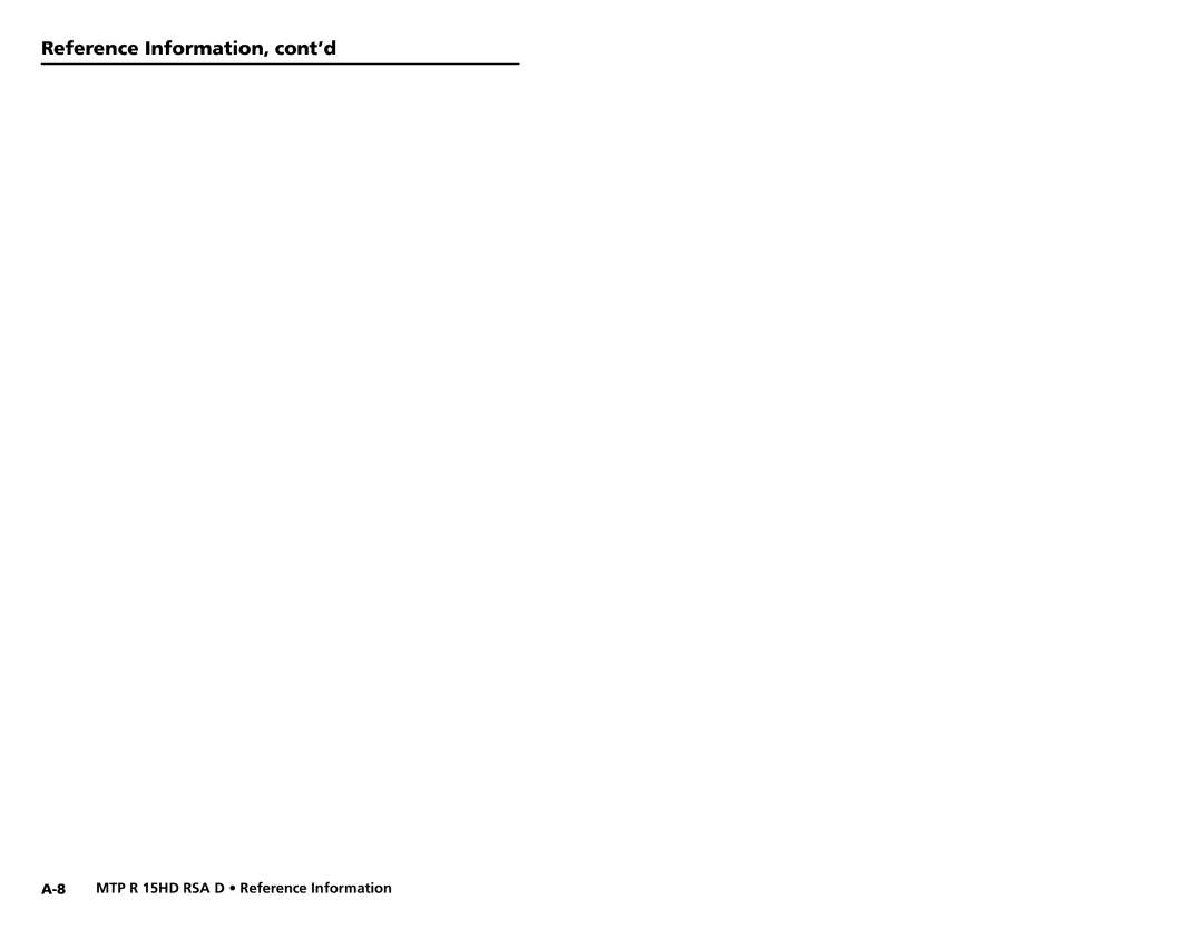 Extron electronic MTP R 15HD RSA D user manual Reference Information, cont’d 