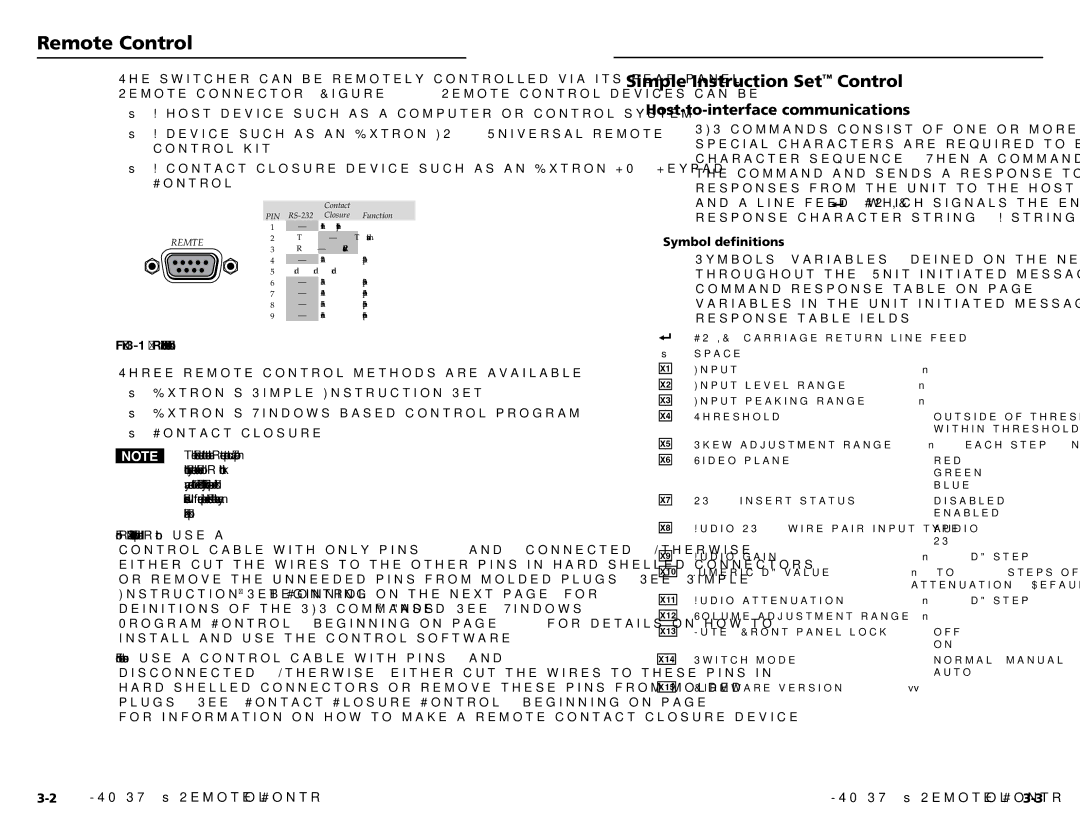 Extron electronic MTP SW6 user manual Remote Control, Simple Instruction Set Control, Host-to-interface communications 