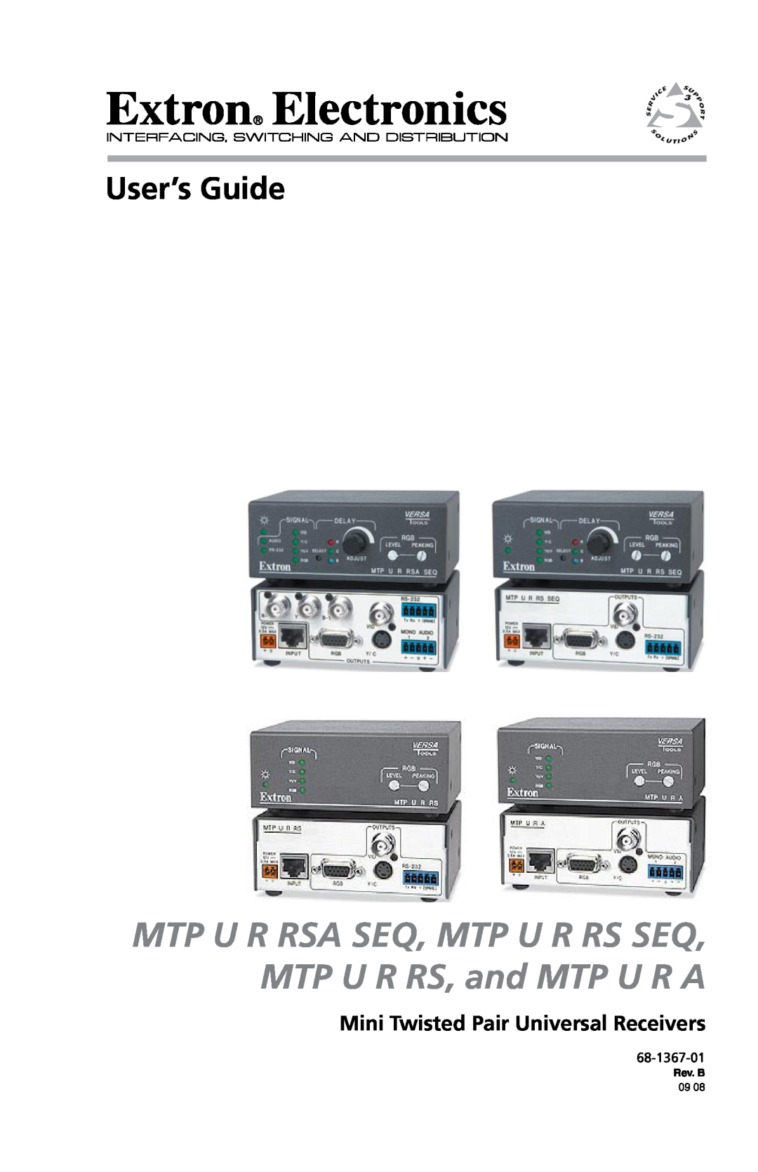 Extron electronic manual User’s Guide, MTP U R RSA SEQ, MTP U R RS SEQ, MTP U R RS, and MTP U R A, Rev. B 