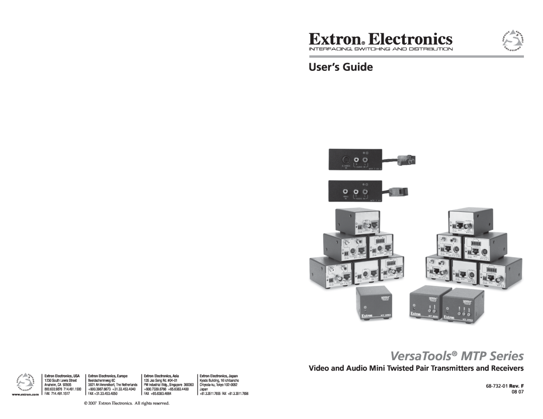 Extron electronic manual Video and Audio Mini Twisted Pair Transmitters and Receivers, VersaTools MTP Series 
