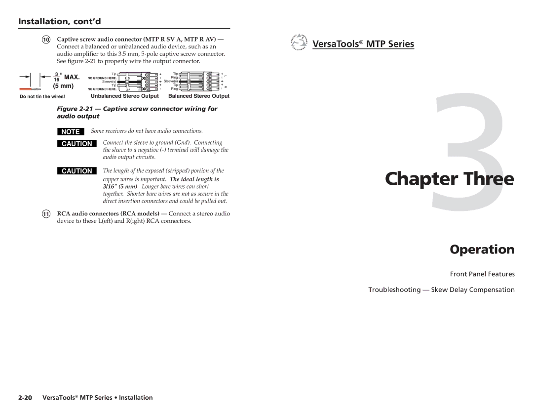 Extron electronic MTP manual Three, Operation 