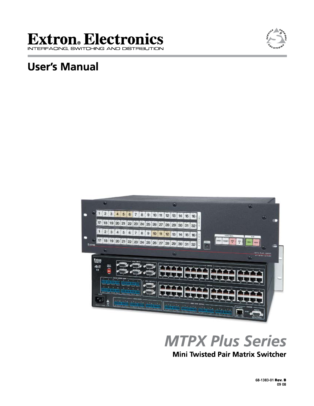 Extron electronic MTPX Plus Series manual Mini Twisted Pair Matrix Switcher, 68-1383-01 Rev. B 