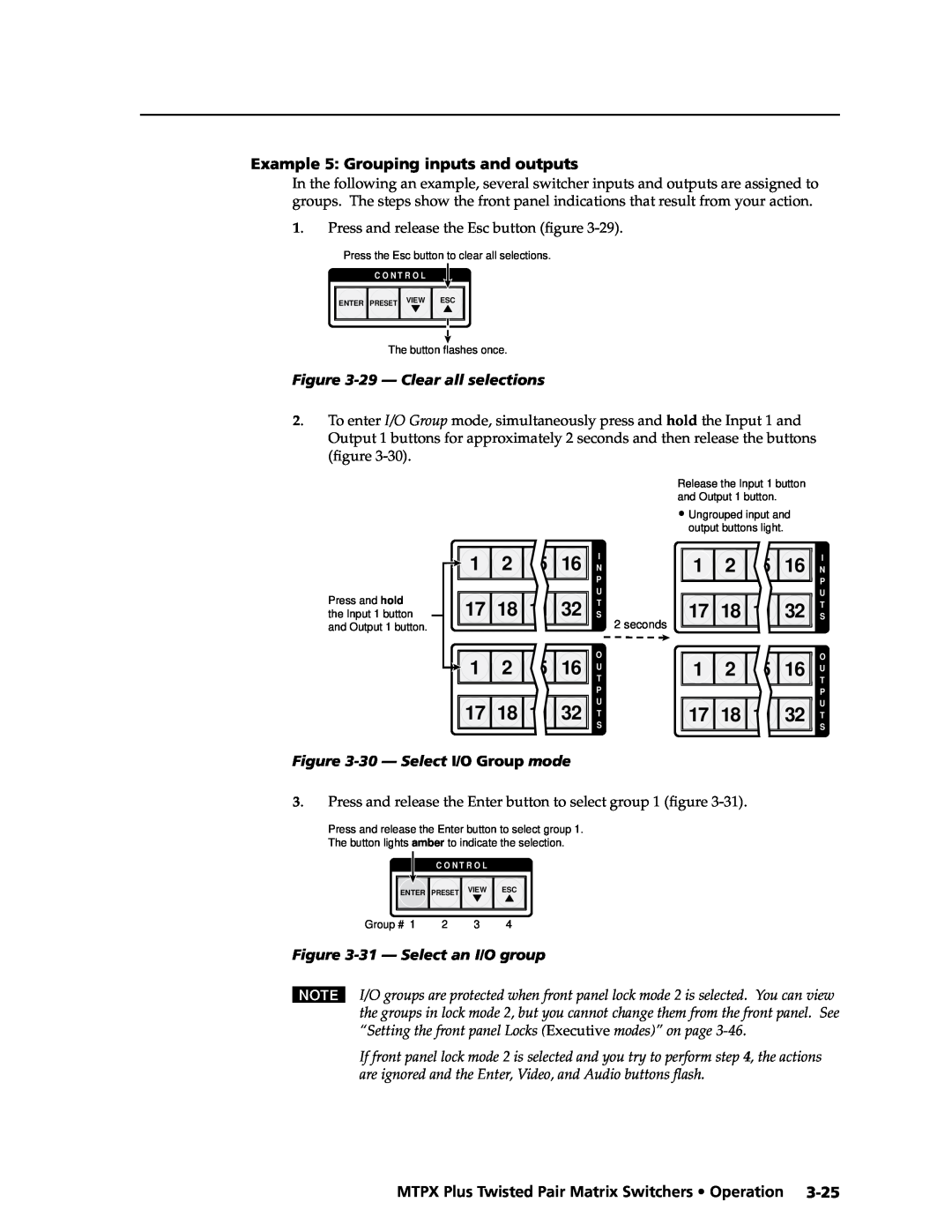 Extron electronic MTPX Plus Series manual Example 5 Grouping inputs and outputs, 29 - Clear all selections, seconds 