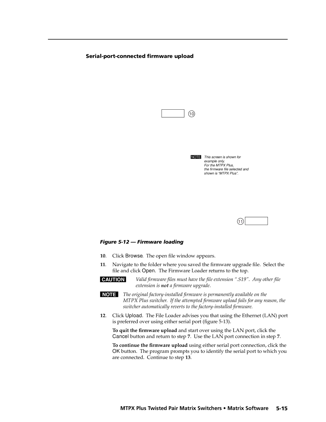 Extron electronic MTPX Plus Series manual Serial-port-connected firmware upload, Firmware loading 