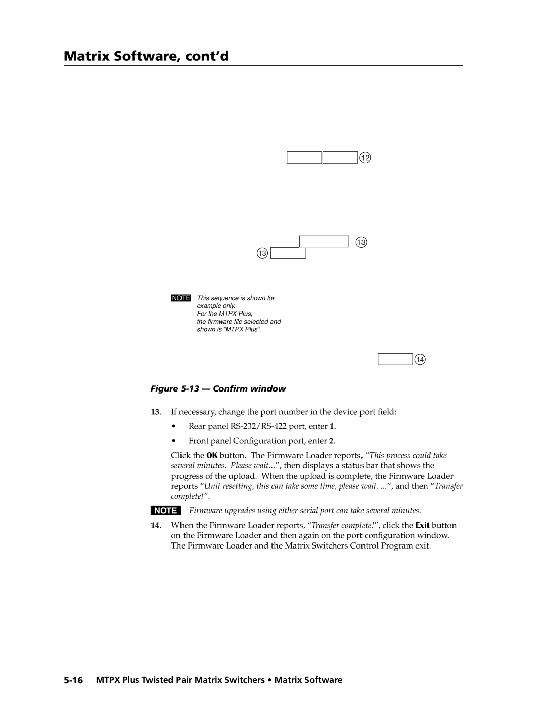 Extron electronic MTPX Plus Series manual Confirm window 