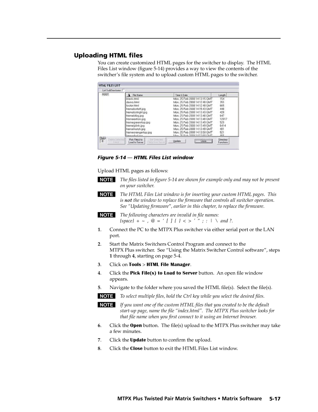 Extron electronic MTPX Plus Series manual Uploading Html files 