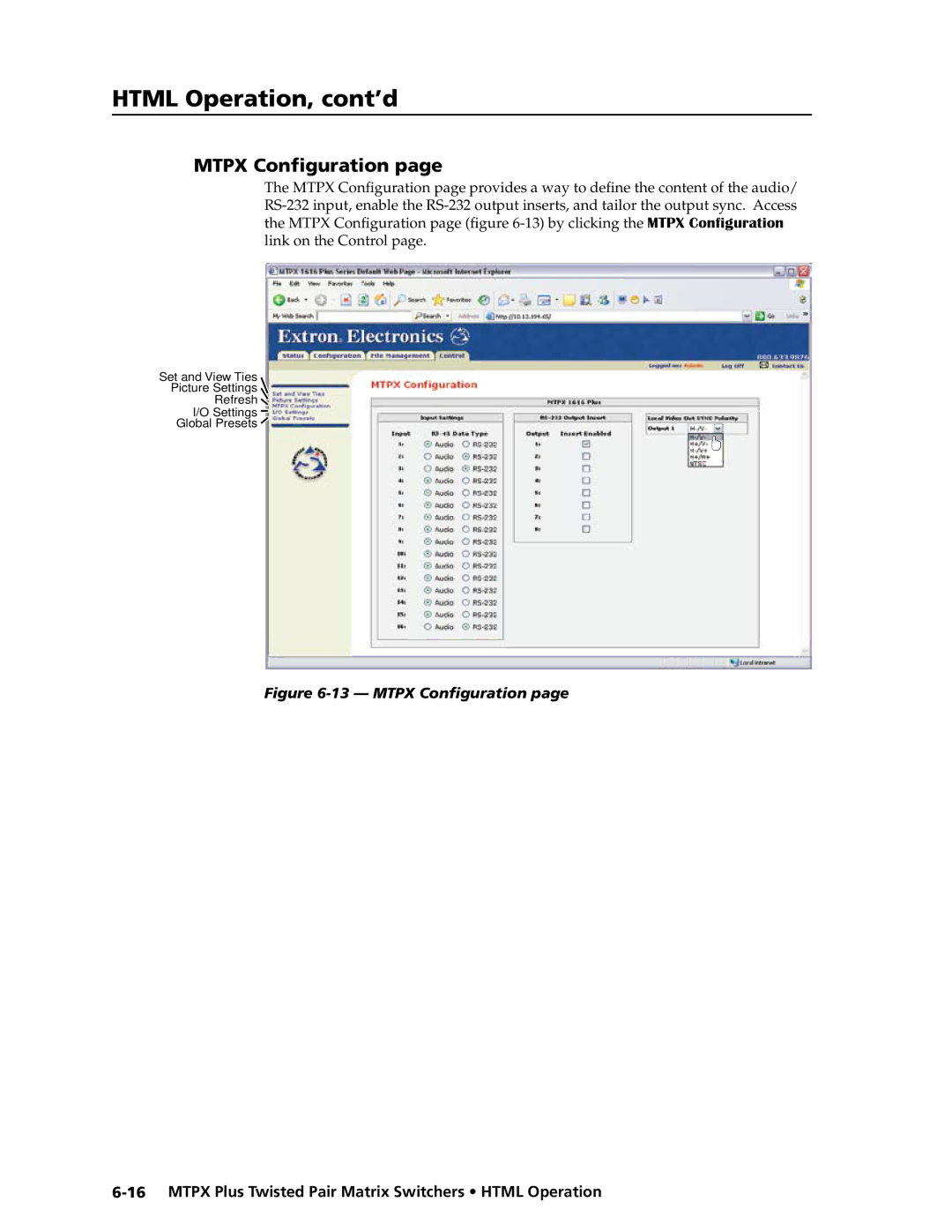 Extron electronic MTPX Plus Series manual Mtpx Configuration 