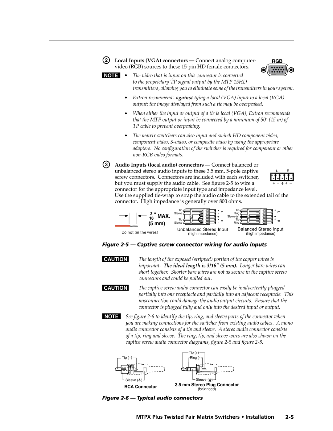 Extron electronic MTPX Plus Series manual Video RGB sources to these 15-pin HD female connectors 