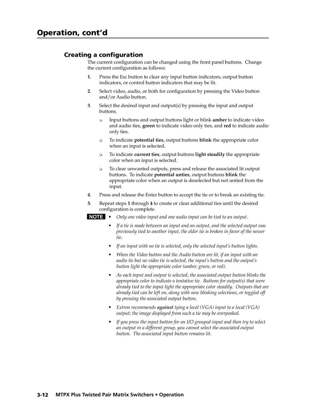 Extron electronic MTPX Plus Series manual Creating a configuration 