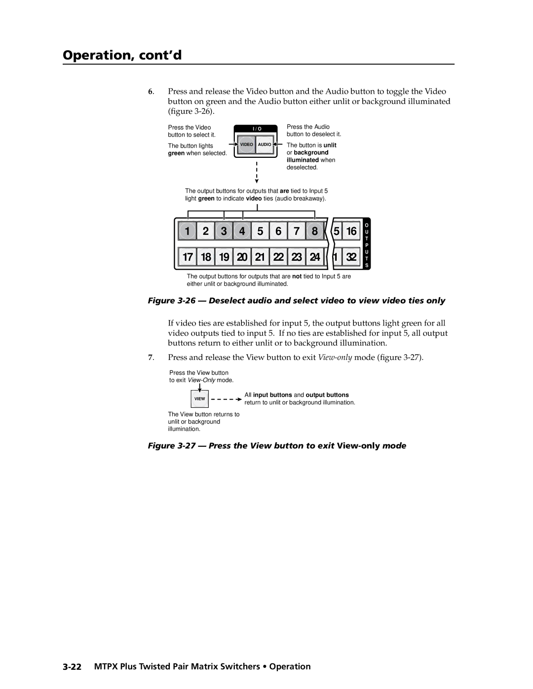 Extron electronic MTPX Plus Series manual Deselect audio and select video to view video ties only 