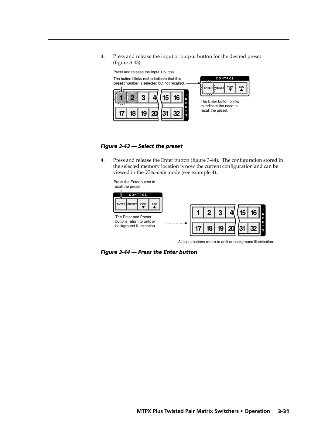 Extron electronic MTPX Plus Series manual Select the preset 