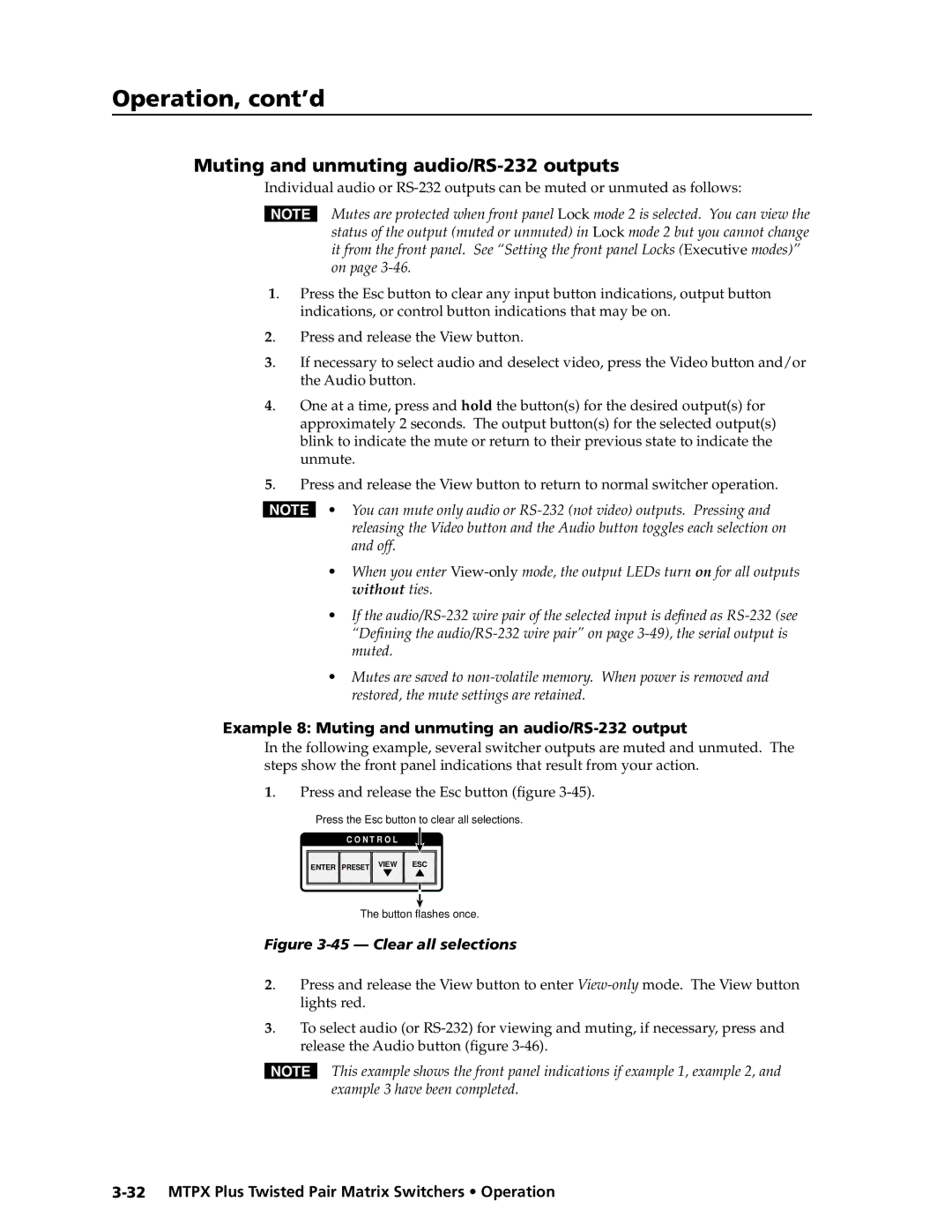 Extron electronic MTPX Plus Series manual Muting and unmuting audio/RS-232 outputs, Release the Audio button figure 